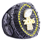 2025 "Black & Gold Rush" Fantasy Champion Ring – Neon Halo & Onyx Edition