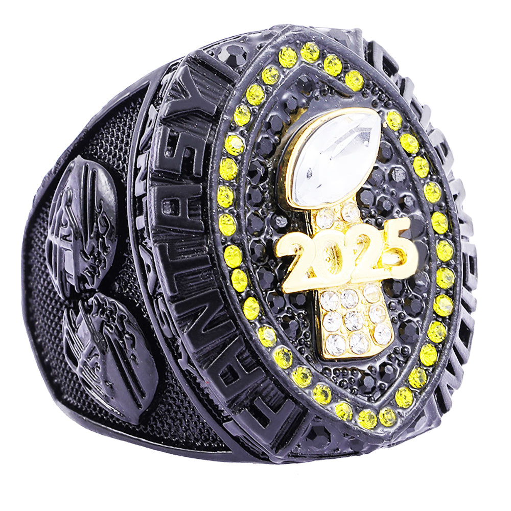 2025 "Black & Gold Rush" Fantasy Champion Ring – Neon Halo & Onyx Edition