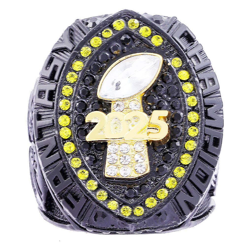 2025 "Black & Gold Rush" Fantasy Champion Ring – Neon Halo & Onyx Edition