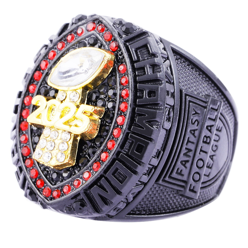 2025 "Black Shadow" Fantasy Champion Ring – Crimson Halo & Gold Edition