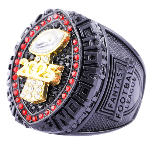 2025 "Black Shadow" Fantasy Champion Ring – Crimson Halo & Gold Edition