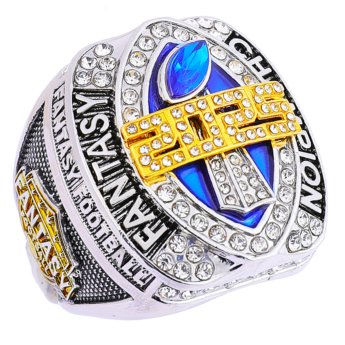 2025 "Royal Victory" Fantasy Football Champion Ring – Blue & Gold Iced Edition