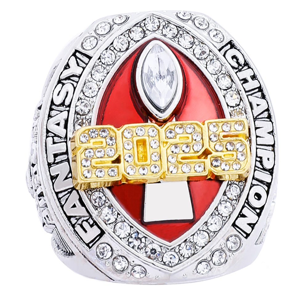 2025 "Red Zone" Fantasy Football Champion Ring – Gold & Ruby Enamel Edition