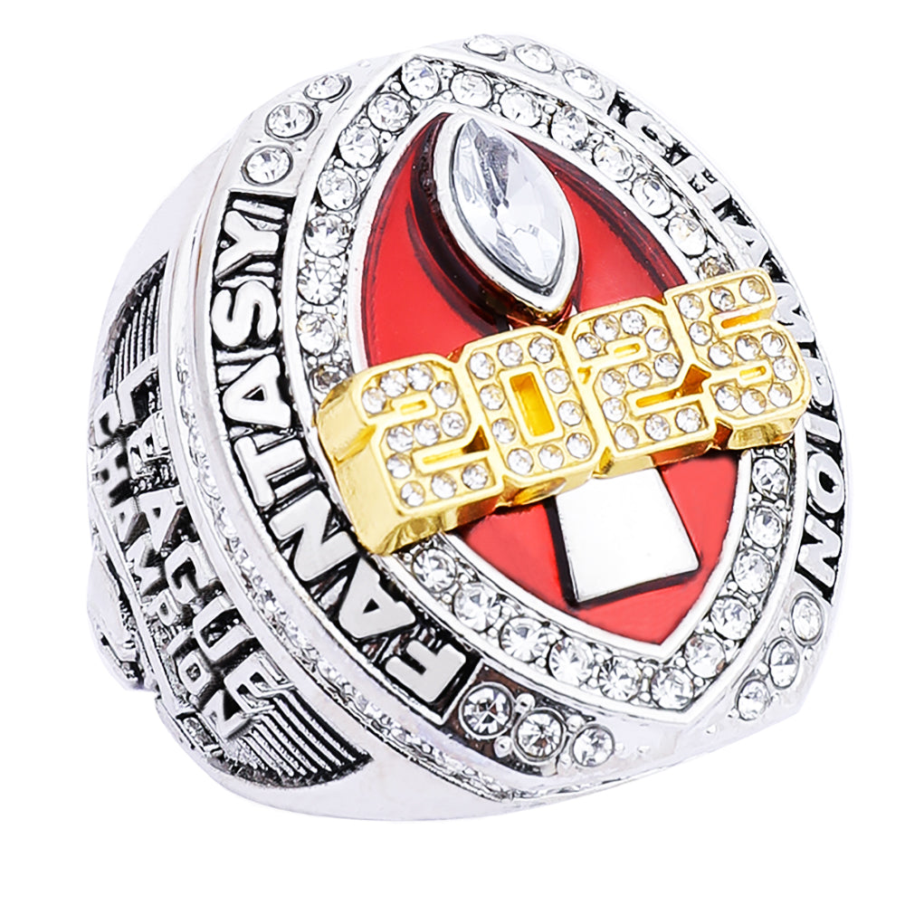 2025 "Red Zone" Fantasy Football Champion Ring – Gold & Ruby Enamel Edition