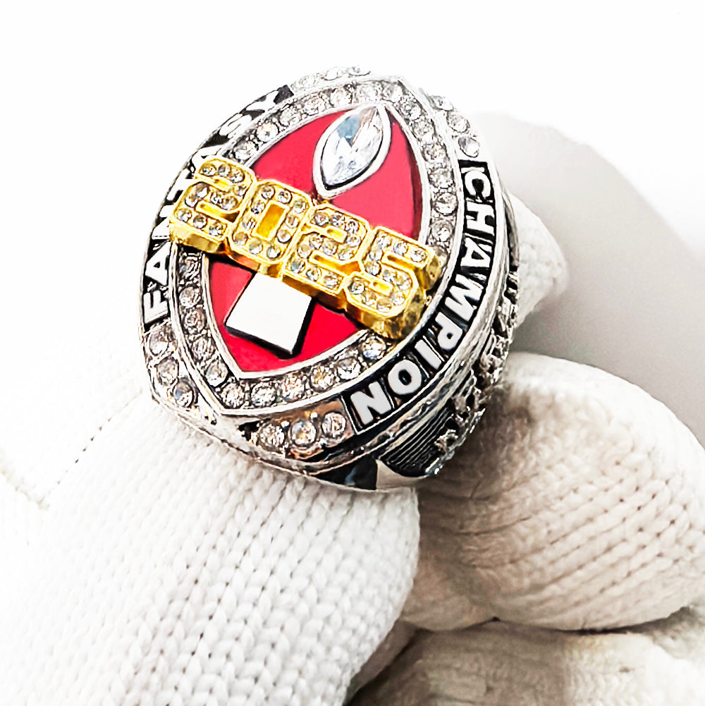 2025 "Red Zone" Fantasy Football Champion Ring – Gold & Ruby Enamel Edition